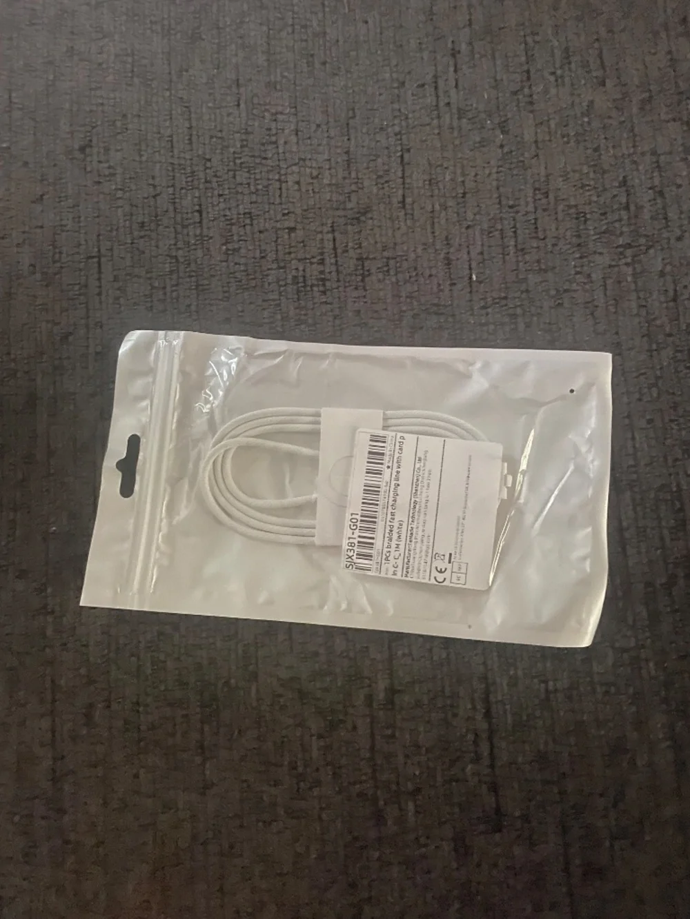 White Braided USB-C Fast Charging Cable 1M - New